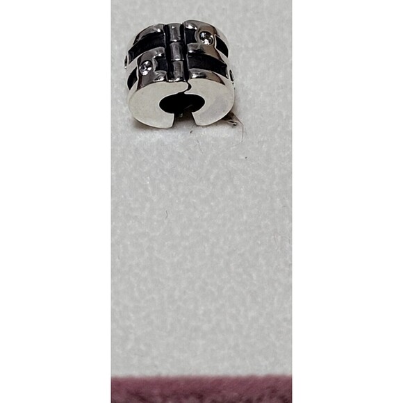 Retired Pandora Sterling Silver Sparkling Abstract Clip 790291CZ - Picture 5 of 7